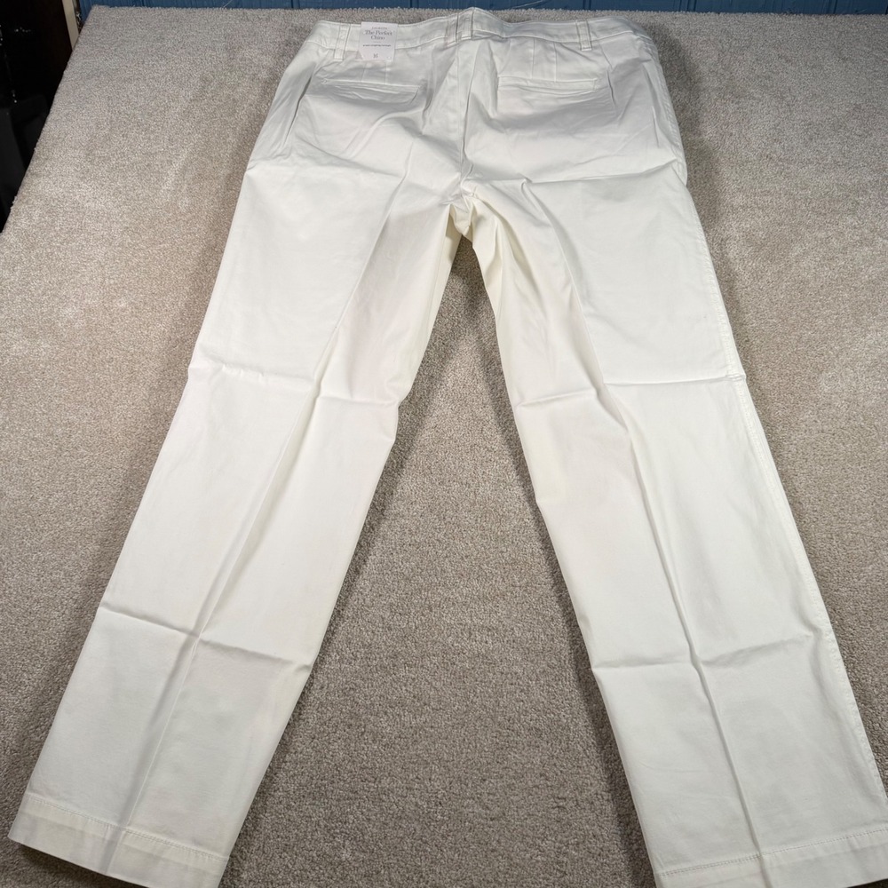 Talbots The Perfect Chino Women 16 (37 X 31) White Straight Leg Full Length NEW - Picture 2 of 11